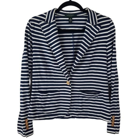 Lauren Ralph Lauren Nautical Stripped Cotton Blazer - Picture 5 of 16
